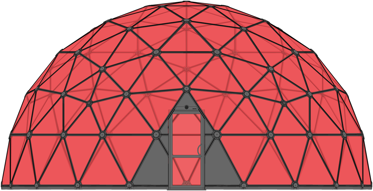 Red geodesic dome 3D render