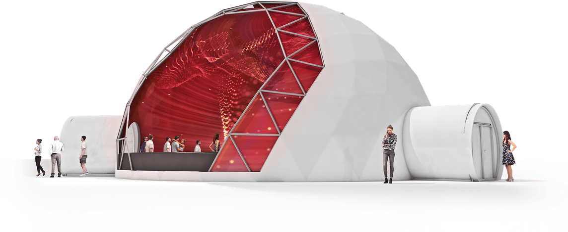 Exhibition dome render with visitors